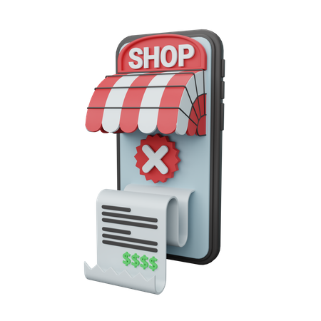 Online Shopping Payment cancel  3D Illustration