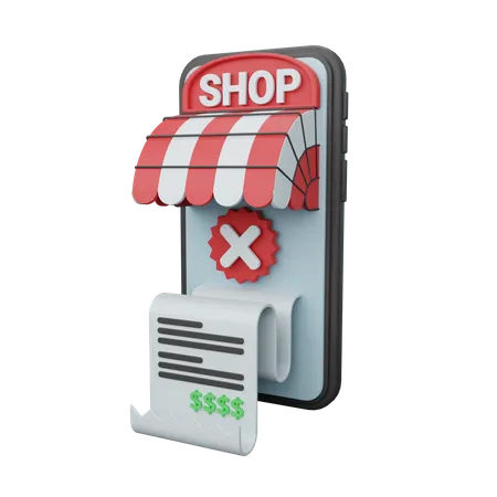 Online Shopping Payment cancel  3D Illustration