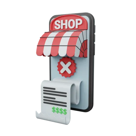 Online Shopping Payment cancel 3D Illustration