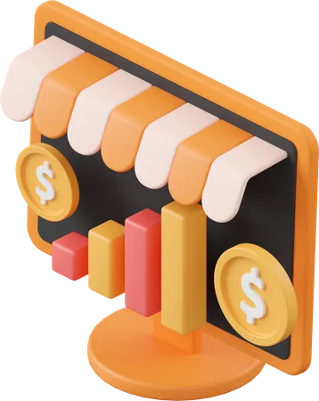 Online Shopping Profit  3D Icon