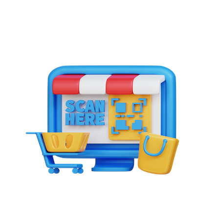 Online Shopping Qr  3D Icon