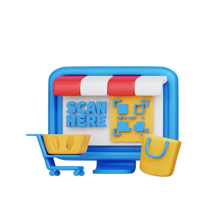 Online Shopping Qr  3D Icon