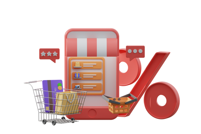 Online-Shopping-Rabatt  3D Illustration