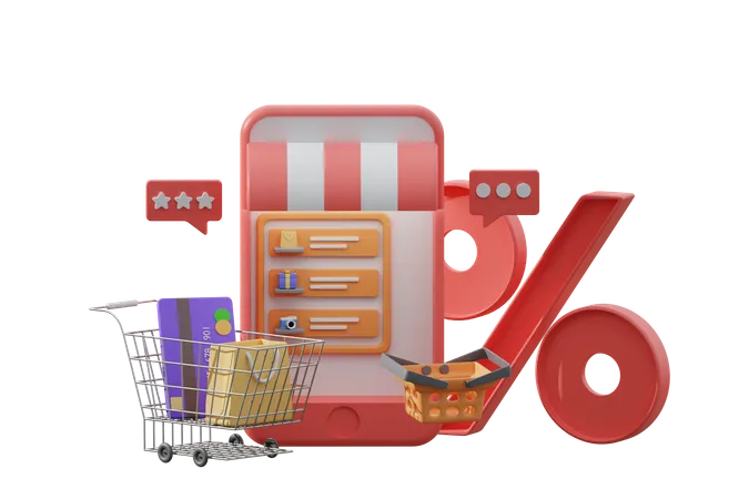 Online-Shopping-Rabatt  3D Illustration