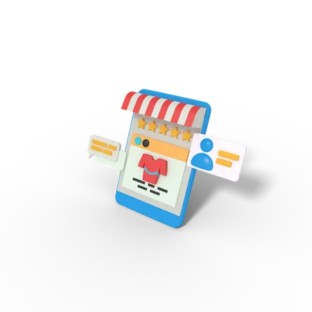 3 D Illustration Of Online Shopping Rating 3D Icon