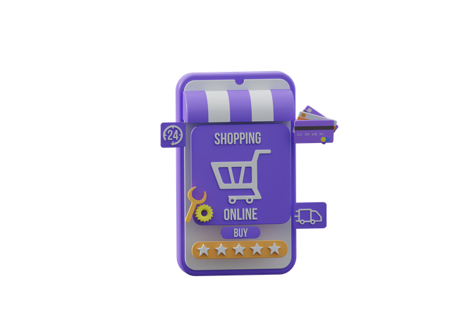 Online Shopping Rating 3D Illustration