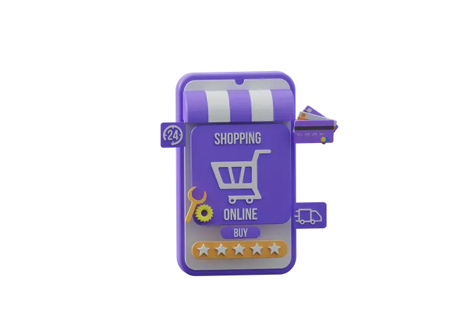 Online Shopping Rating 3D Illustration