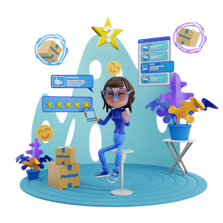 Online shopping review  3D Icon