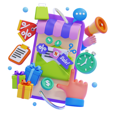 Online Shopping Sale  3D Icon