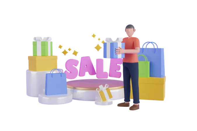 Online shopping sale  3D Illustration