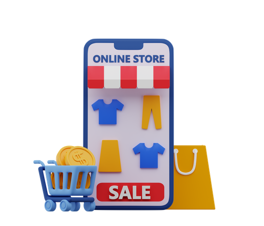 Online Shopping Sale  3D Illustration