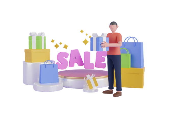 Online shopping sale  3D Illustration