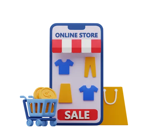 Online Shopping Sale  3D Illustration