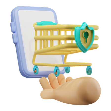 Online Shopping Security  3D Illustration