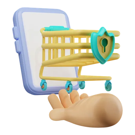 Online Shopping Security  3D Illustration