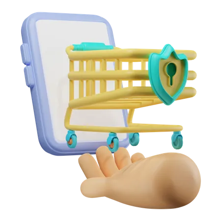 Safe Shopping Online 3 D Illustration 3D Illustration