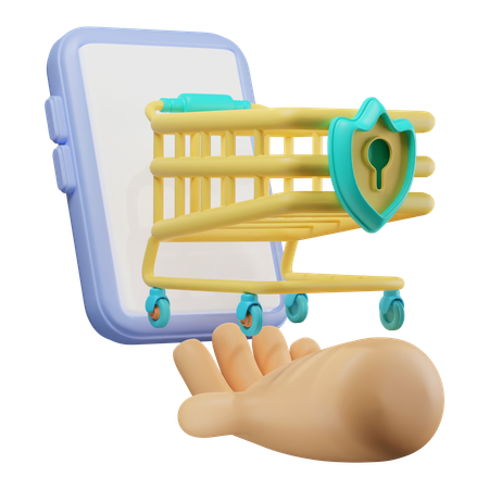 Sicherheit beim Online-Shopping  3D Illustration
