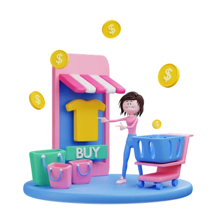 Online shopping store  3D Illustration