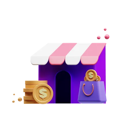 Online Shopping Store  3D Illustration