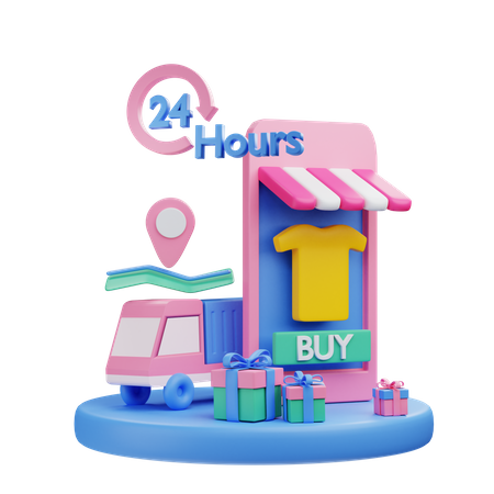 Online shopping store 3D Illustration