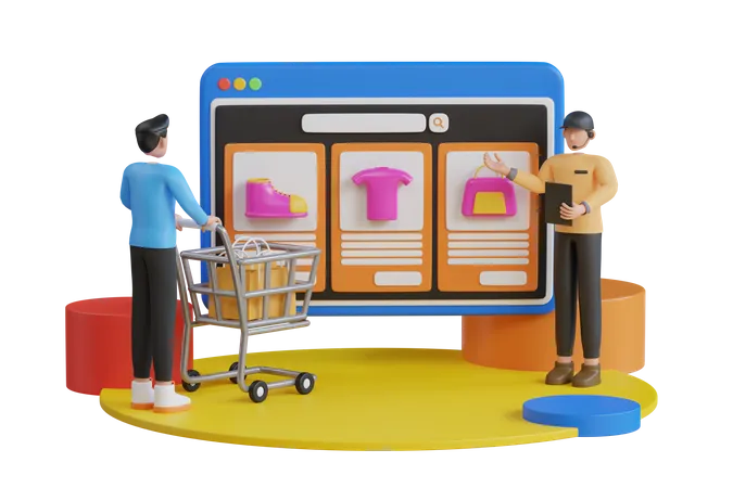 Online shopping store  3D Illustration