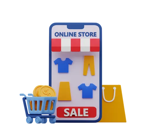 Online-Shopping-Verkauf  3D Illustration