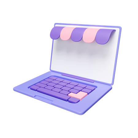 Online Shopping Via Laptop  3D Icon