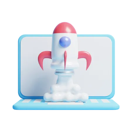 3 D Flying Rocket Icon Or 3 D Business Growth Up Icon With Flying Rocket 3D Icon