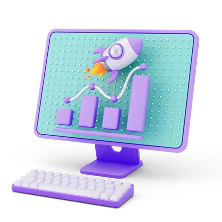 Online Startup Growth  3D Icon