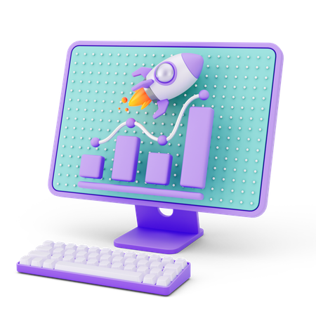 Online Startup Growth  3D Icon