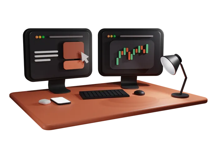 Online Stock Market  3D Illustration