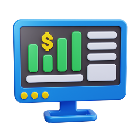 Online Stock Market Analysis  3D Icon