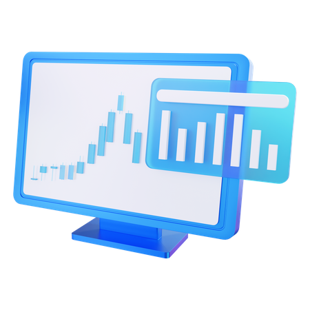 Online Stock Market Analysis  3D Icon