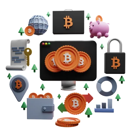 A Circle Bitcoin Illustration Featuring Everything You Need For Your Finance Project 3D Illustration