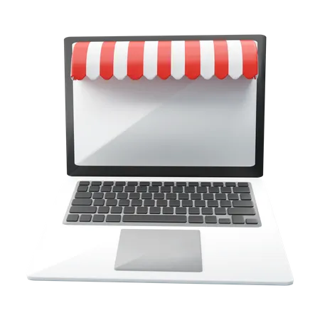 Online Store Concept 3 D Online Shopping On Websites Laptop As A Online Store 3D Illustration