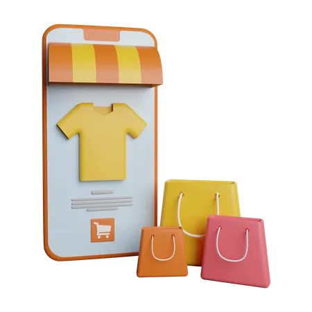 Online Shoping Ecommerce With Bag 3D Illustration