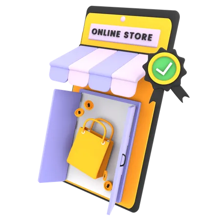 Verified Shop Online Store 3 D Illustration For Ecommerce Icon 3D Icon