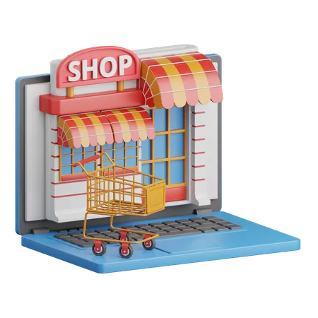 3 D Rendering Online Store Isolated Useful For Ecommerce Shopping And Business Online Design 3D Icon
