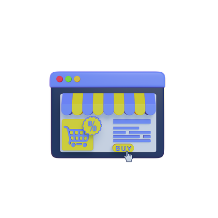 Online Store Buy Button  3D Illustration