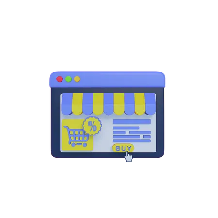 Online Store Buy Button  3D Illustration