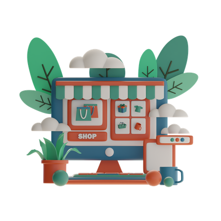 Online Store Display  3D Illustration
