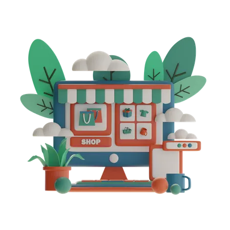 Online Store Display  3D Illustration