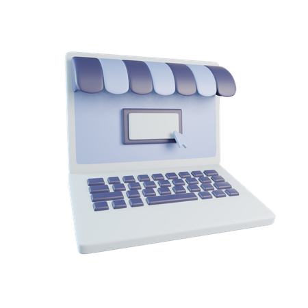 Online Store Laptop  3D Icon