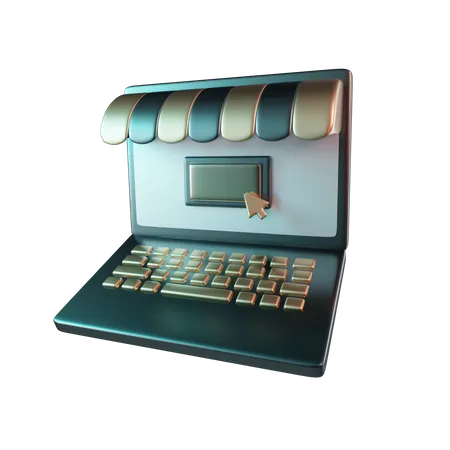 Online Store Laptop  3D Icon