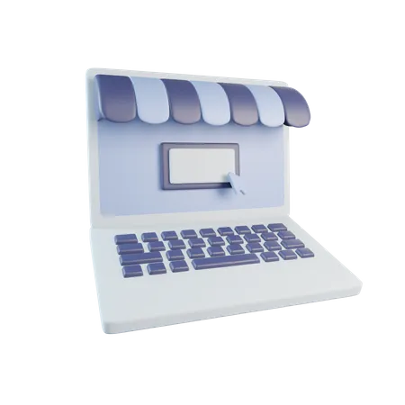 Online Store Laptop  3D Icon