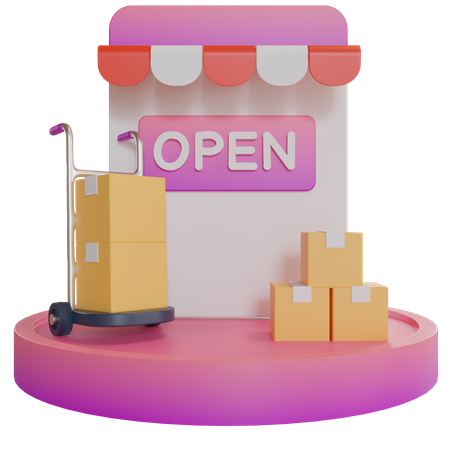 Online Store Open 3D Illustration