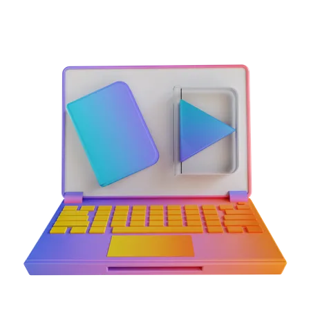 3 D Illustration Colorful Laptop And Study Online 3D Illustration