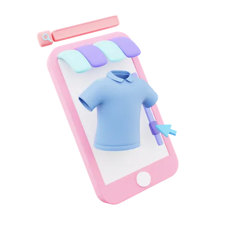 Online T Shirt Shopping  3D Icon