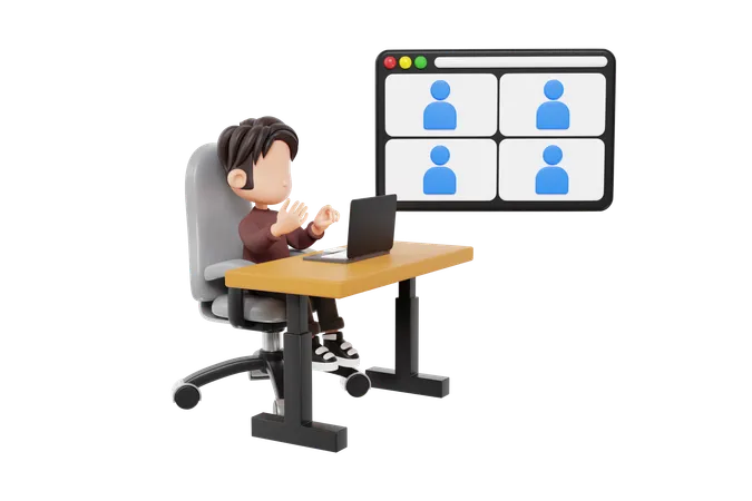 Online Team Meeting  3D Illustration
