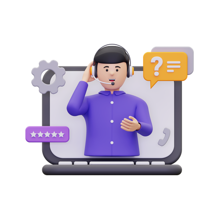 Online technical service  3D Icon